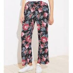LOFT Floral Dot Drawstring Pants Boho Beachy Wide Leg Pull On Pants Size XL